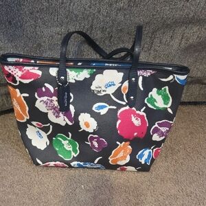 Coach Black Floral Tote Bag